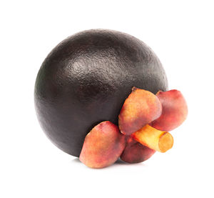 Close-up of oranges against white background