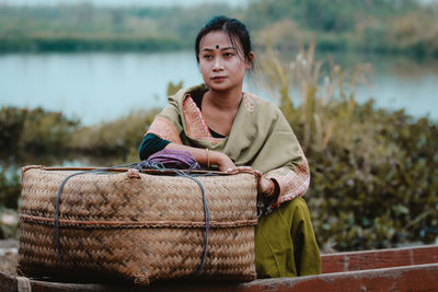 Portrait of mature woman in lake