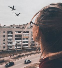 Portrait of woman in city