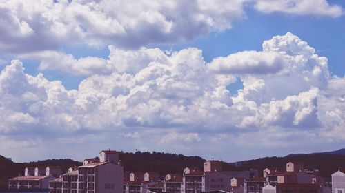 High angle shot of townscape against sky