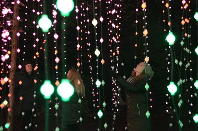 Illuminated christmas lights at night