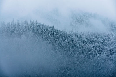 Aerial view of landscape during winter