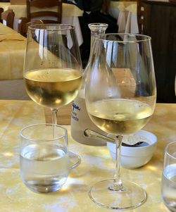 Close-up of beer in glass on table