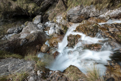 Scenic view of waterfall