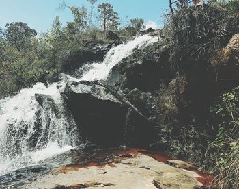 Scenic view of waterfall