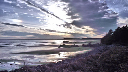 Scenic view of sea against cloudy sky