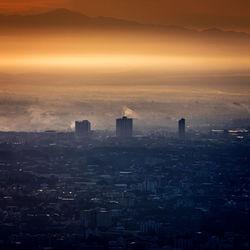 Chiang mai city skyline from the aerial view point on top of doi suthep mountain at dawn