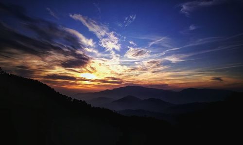 Silhouette of landscape at sunset