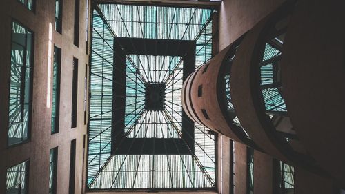 Low angle view of skylight in building