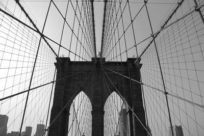 Low angle view of suspension bridge