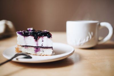 Close-up of dessert on table