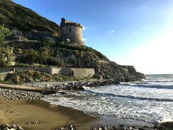 View of fort against sea