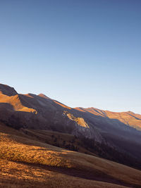 Scenic view of mountains against clear sky