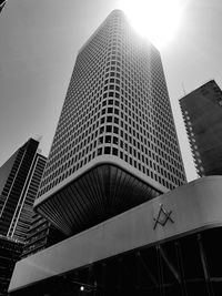 Low angle view of modern buildings against sky