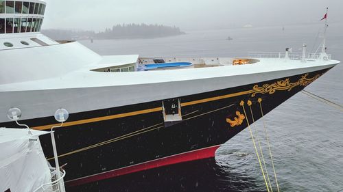 Ship moored at harbor