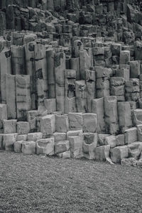 Full frame shot of stack of firewood