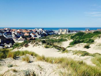 View of sea against blue sky