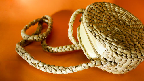 High angle view of necklace on table