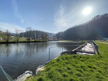 Scenic view of lake against sky