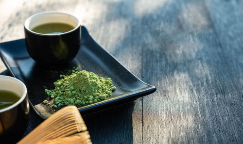 Close-up of tea cup on table