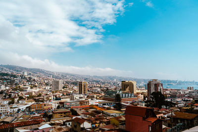 High angle view of cityscape against sky