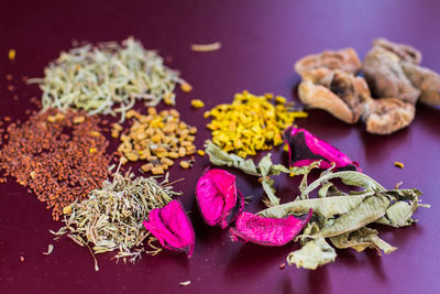 Close-up of flowers on table