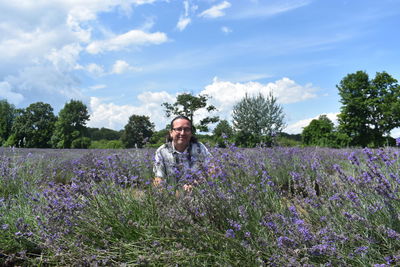 Full length of man standing on land against sky