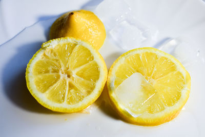 High angle view of oranges on table