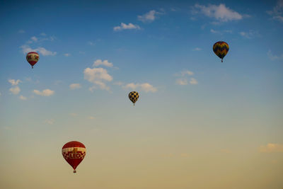 Low angle view of hot air balloon against sky