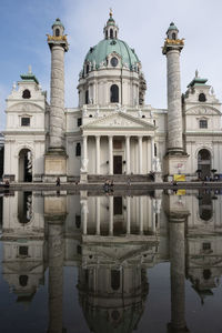 Reflection of building in water