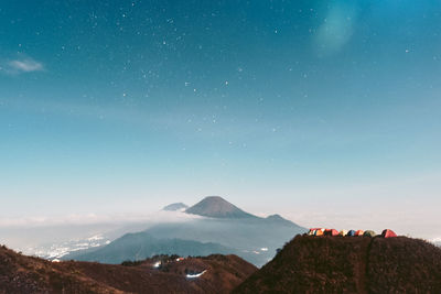 Night view in the camping area of mount prau