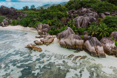 View of rocks in river