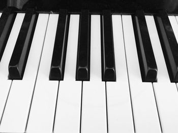 High angle view of piano keys