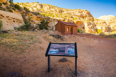 Information sign on rock