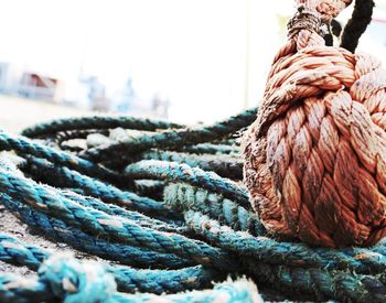 Close-up of fishing net in harbor