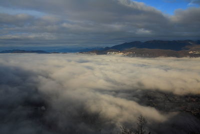 Scenic view of landscape against cloudy sky