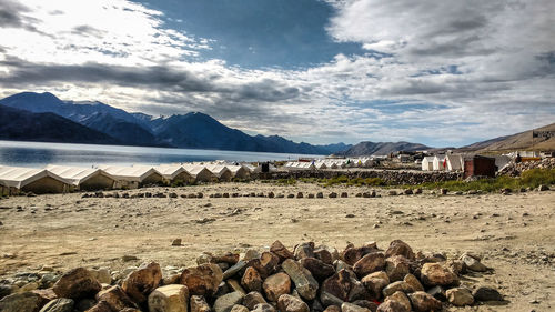 Scenic view of beach against sky