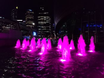 Illuminated buildings at night