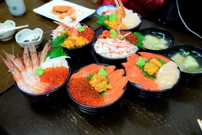 High angle view of food on table