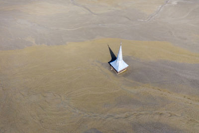 Aerial view of building on land