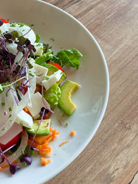 High angle view of meal served in bowl