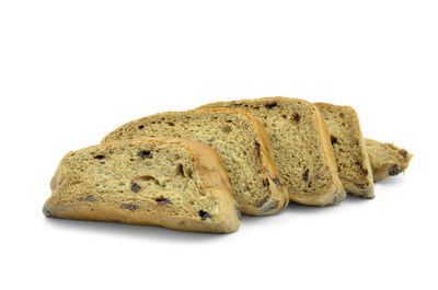 Close-up of bread against white background