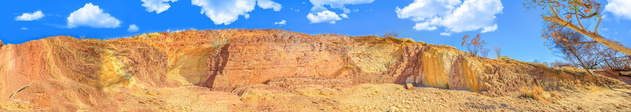 Panoramic view of rock formations against sky