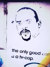 Close-up of text on wall