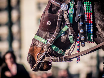 Close-up of clothes hanging outdoors