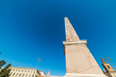 Low angle view of historic building against clear blue sky