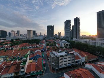 High angle view of buildings in bugis against sky