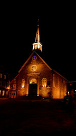 View of illuminated cathedral at night