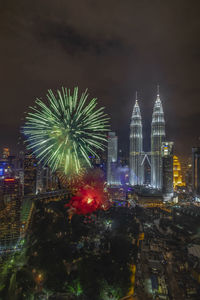 Fireworks show in the heart of city of kuala lumpur