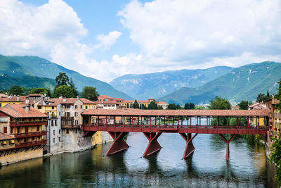 Bridge over river against sky